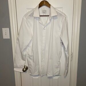 Lucky Brand Mens Slim Fit Stretch White Dress Shirt XL